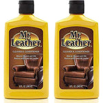 Mr. Leather Cleaner and Conditioner front view of two pack liquid bottles for automotive care.