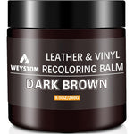 WEYSTOM Leather Recoloring Balm Dark Brown bottle front view for furniture restoration.