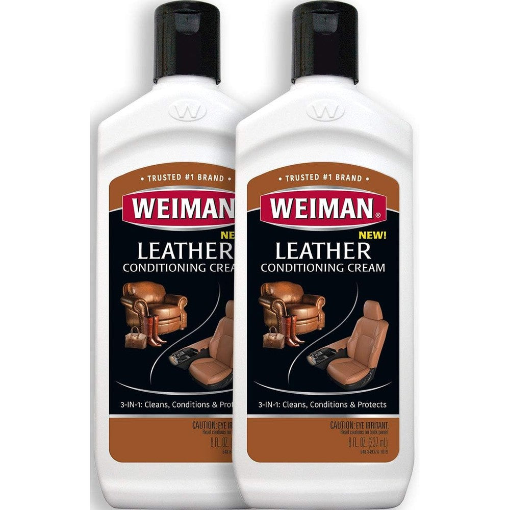 Weiman 3 in 1 Deep Leather Conditioner Cream 2 Pack front view premium leather care