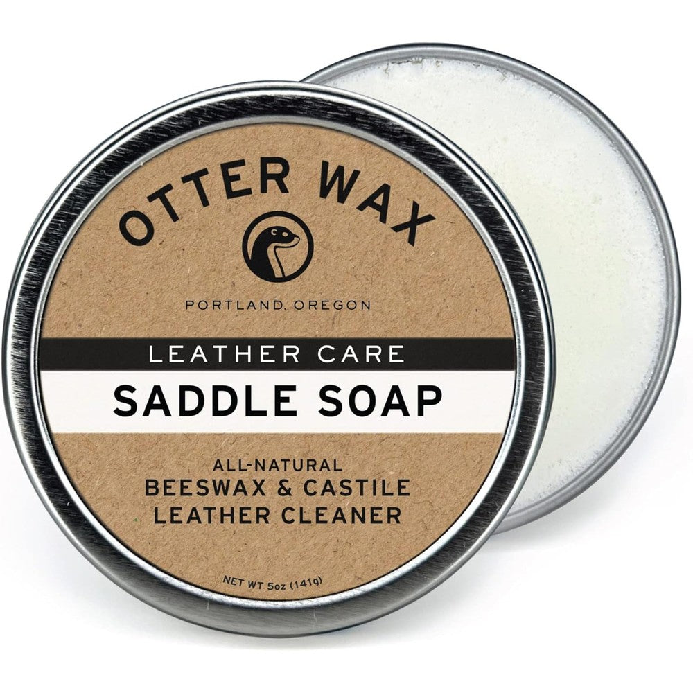 Otter Wax Saddle Soap 5 ounce tin front view all natural leather cleaner