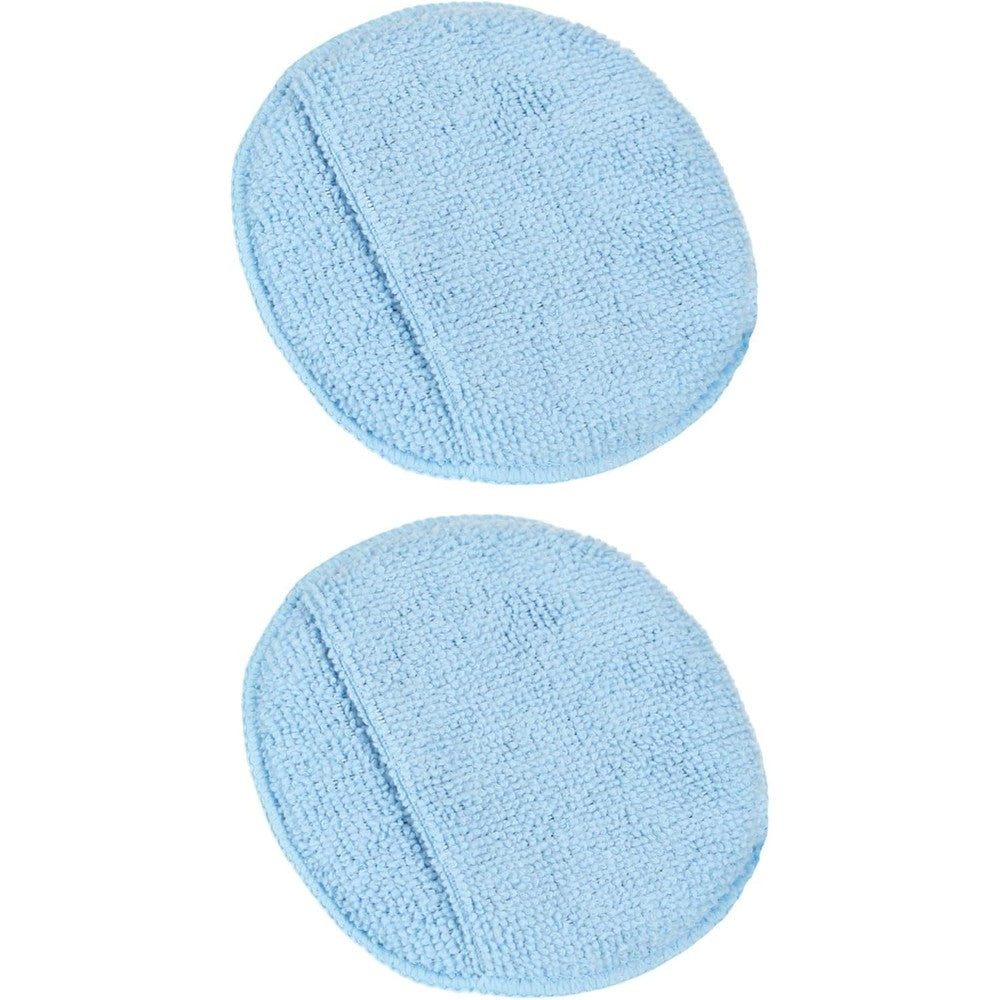 Leather CPR Microfiber Applicator Sponge front view showing two round pads with integrated finger pockets.