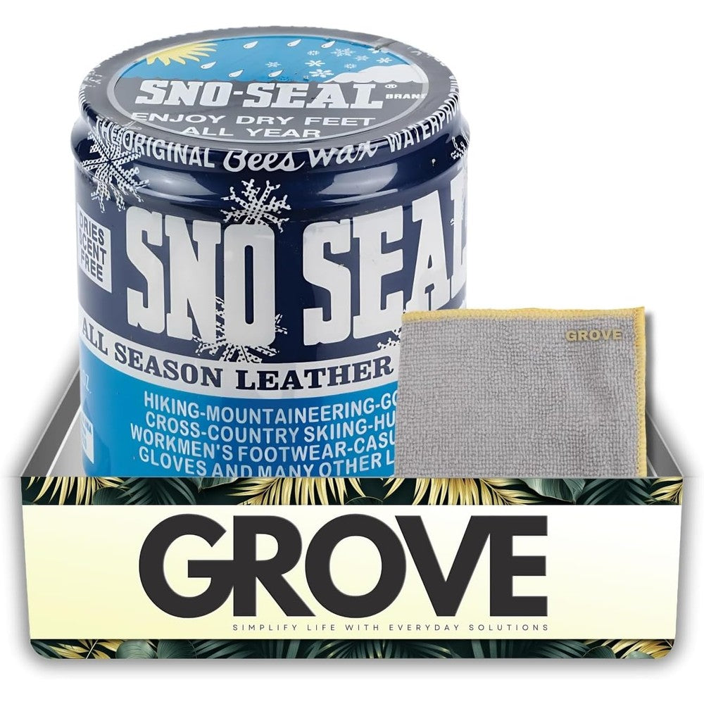Atsko Sno-Seal clear leather protector seven ounce tub front view for premium leather waterproofing