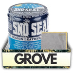 Atsko Sno-Seal clear leather protector seven ounce tub front view for premium leather waterproofing