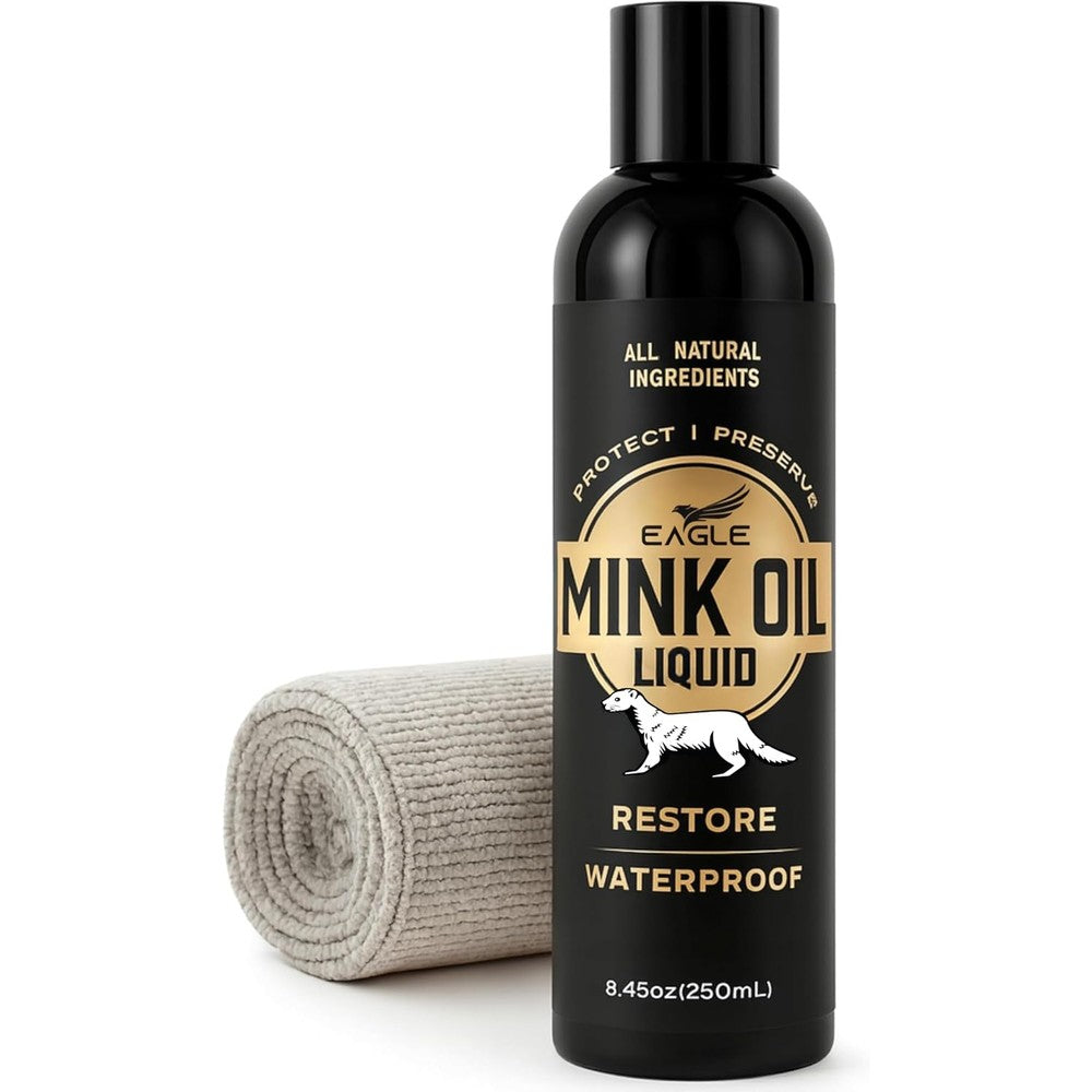 Eagle mink oil liquid leather conditioner eight ounce bottle front view