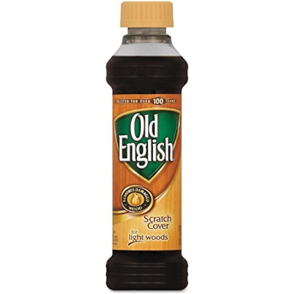 Old English Scratch Cover for Light Woods eight ounce bottle front view furniture polish