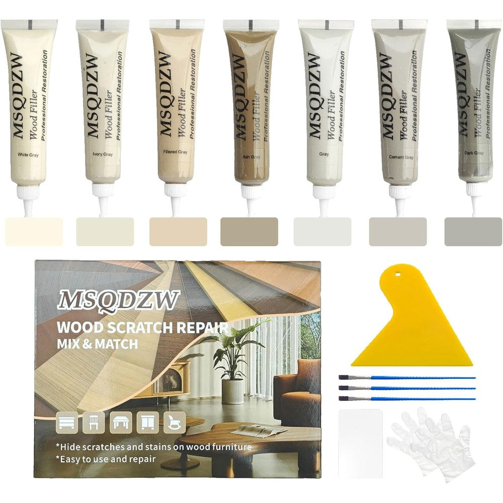 MSQDZW wood repair kit thirteen pieces front view gray series furniture touch up set