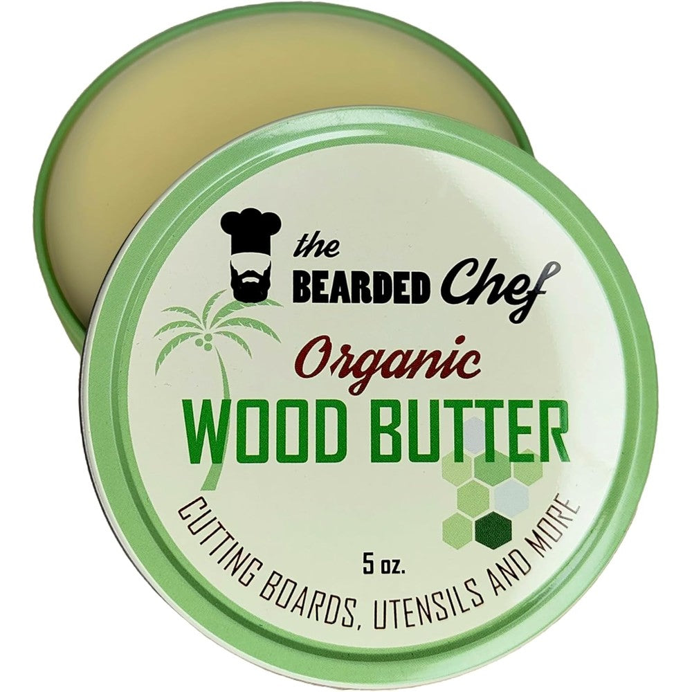The Bearded Chef Organic Wood Butter 5 Ounce container front view