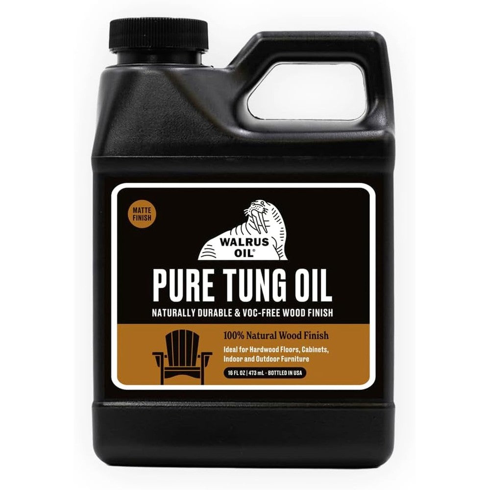Walrus Oil 100 Percent Pure Tung Oil 16 Fluid Ounce jug front view