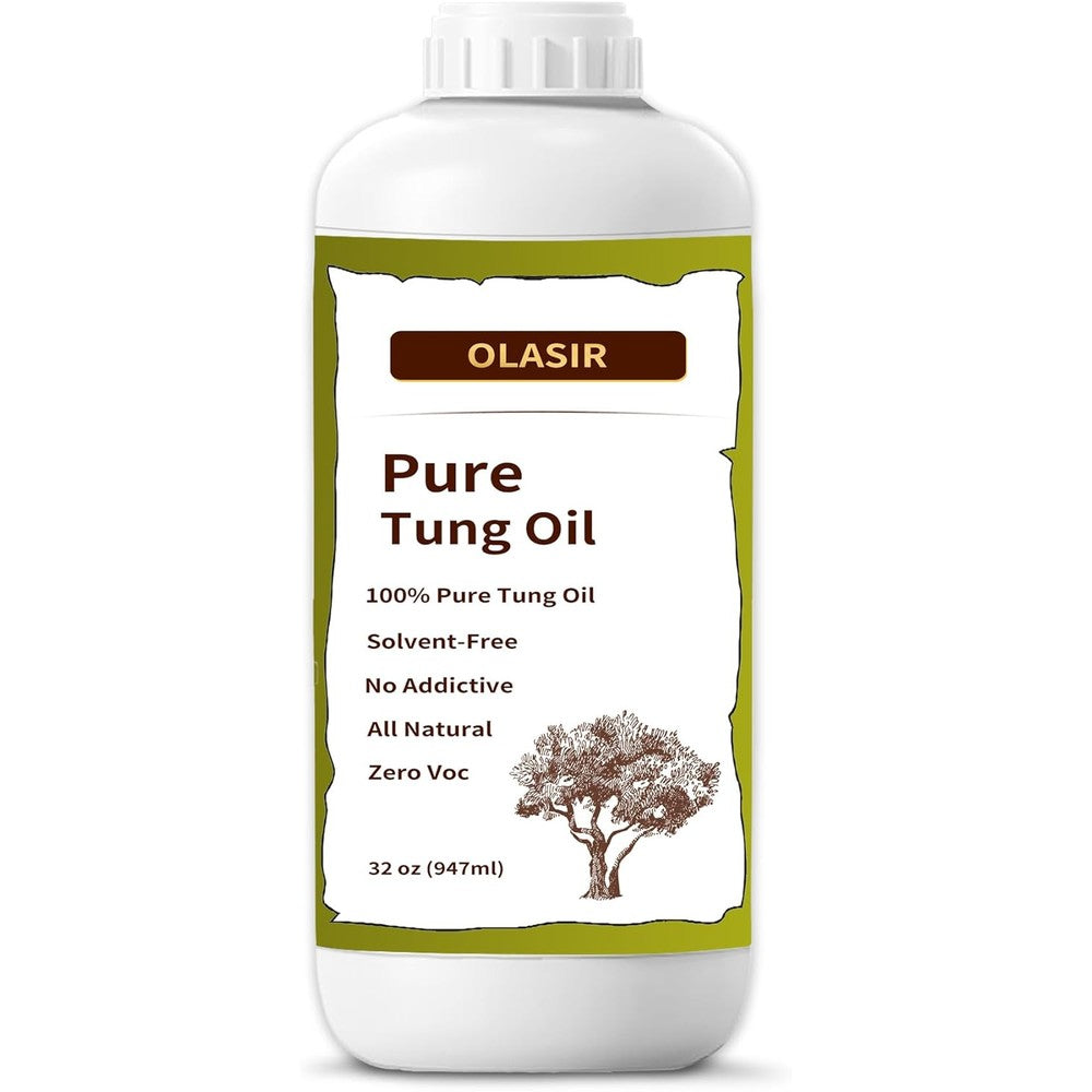 Olasir Pure Tung Oil 32 Fluid Ounces front view bottle