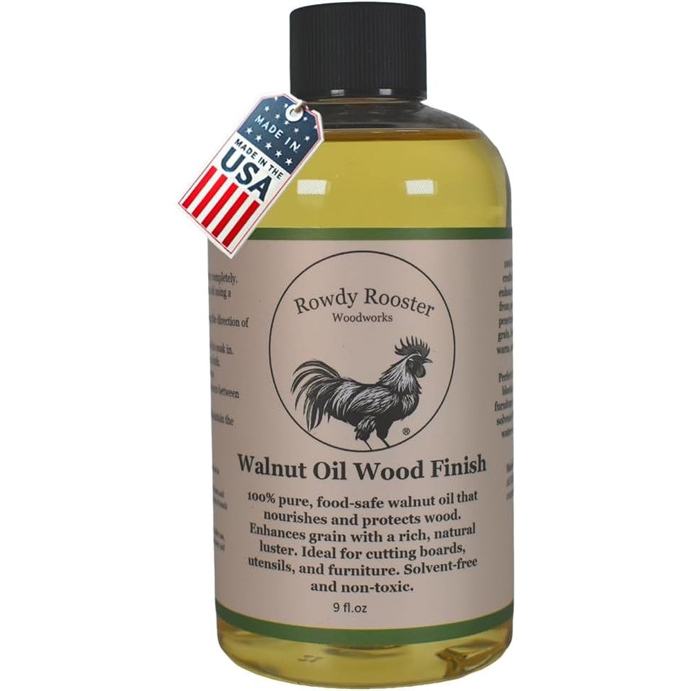 Rowdy Rooster Woodworks Refined Walnut Oil bottle front view