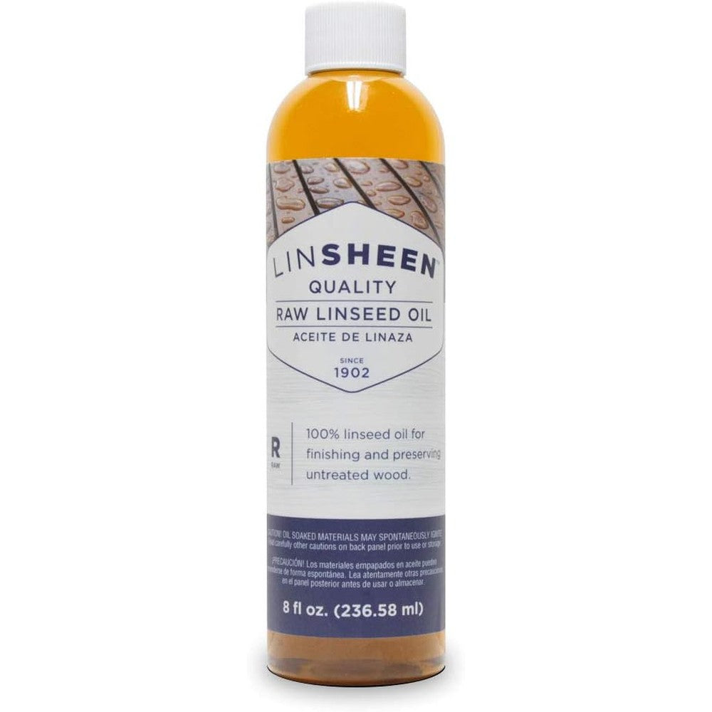 LinSheen Raw Linseed Oil 8 Fluid Ounce bottle front view