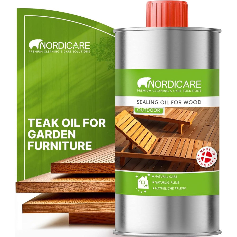 Nordicare Sealing Wood Oil for outdoor garden furniture bottle front view