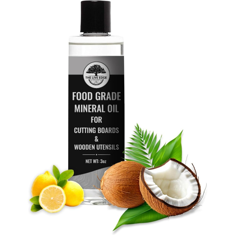 The Live Edge Food Grade Mineral Oil 3 Fluid Ounce bottle front view