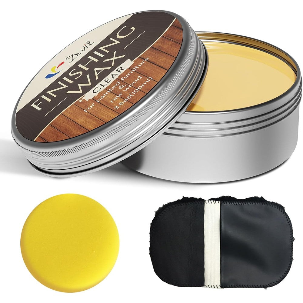 Dwil furniture wood finishing wax tin front view 3.5 ounce