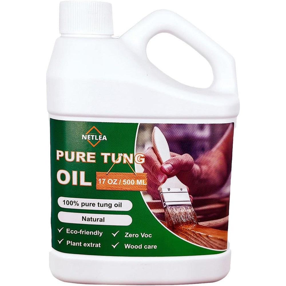 NetLea Pure Tung Oil 17 fluid ounces bottle front view