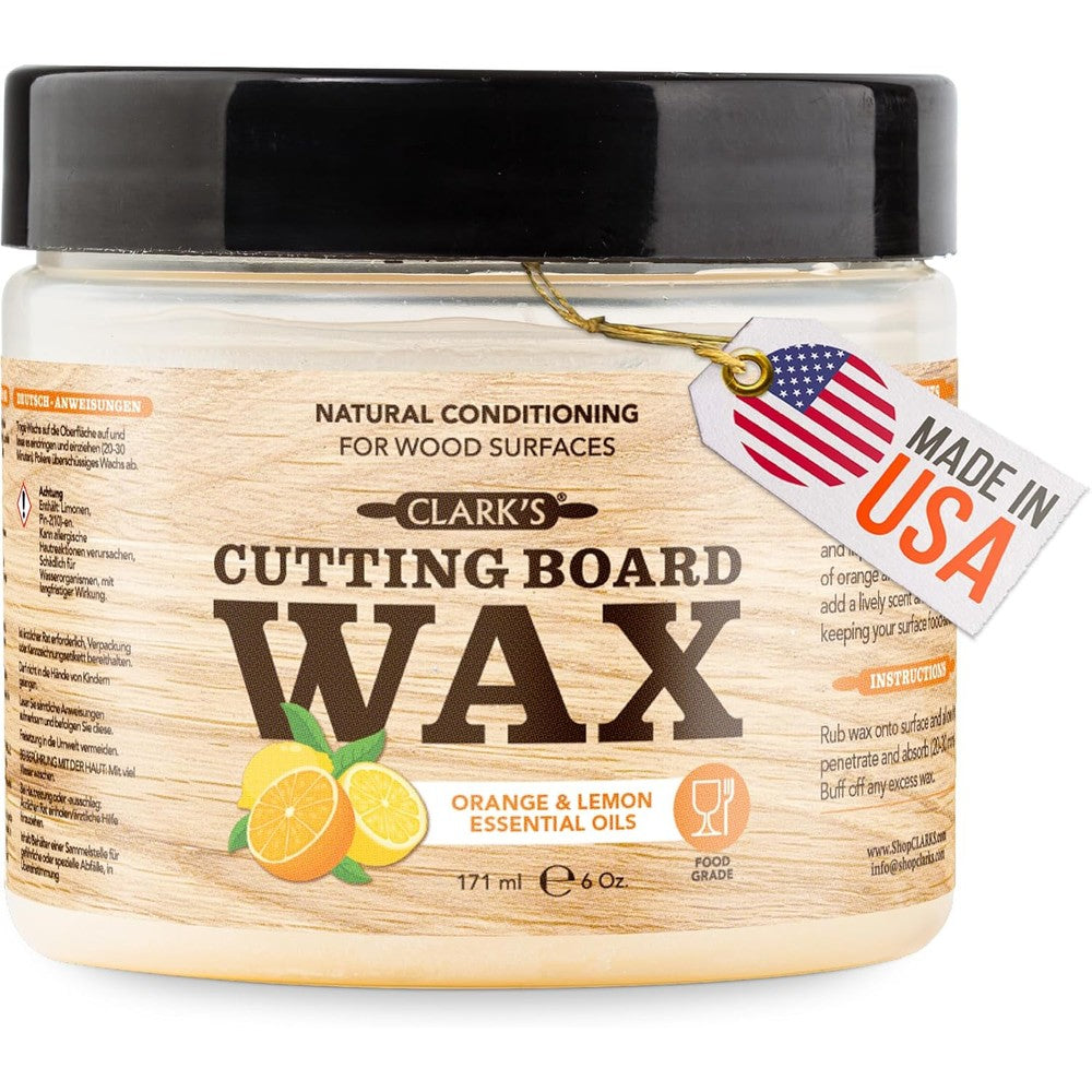 Clark's Cutting Board Wax 2-in-1 container front view