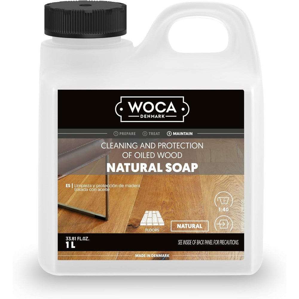 Woca Natural Soap 1 liter bottle front view for wood cleaning