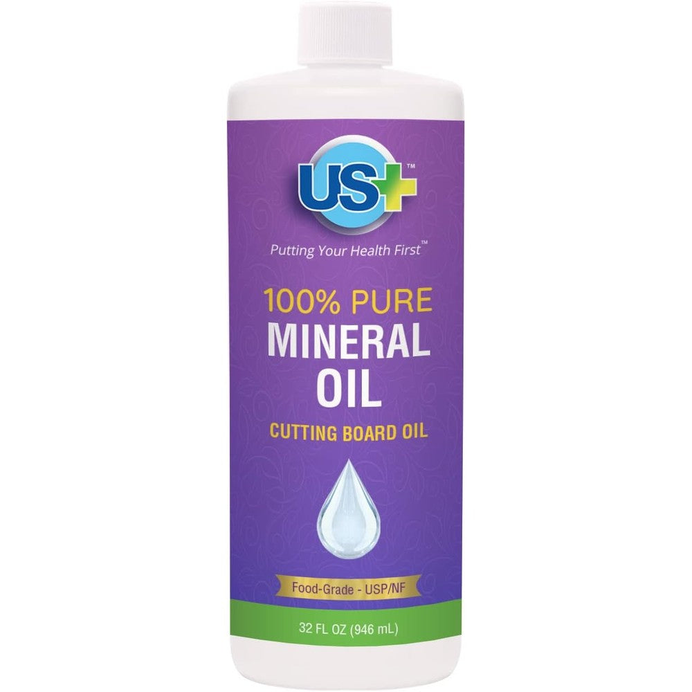 Us+ 100% Pure Mineral Oil 32 Fluid Ounces front bottle view