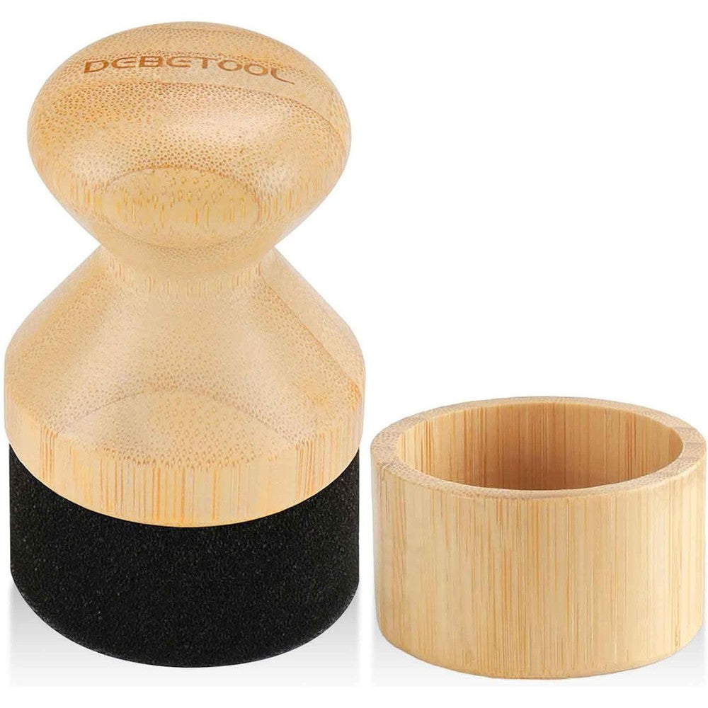 Leontool bamboo cutting board oil and wax applicator with lid front view