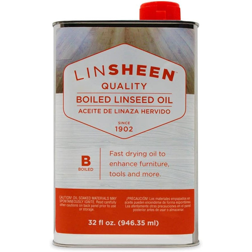 LinSheen Boiled Linseed Oil 32 Fluid Ounce container front view