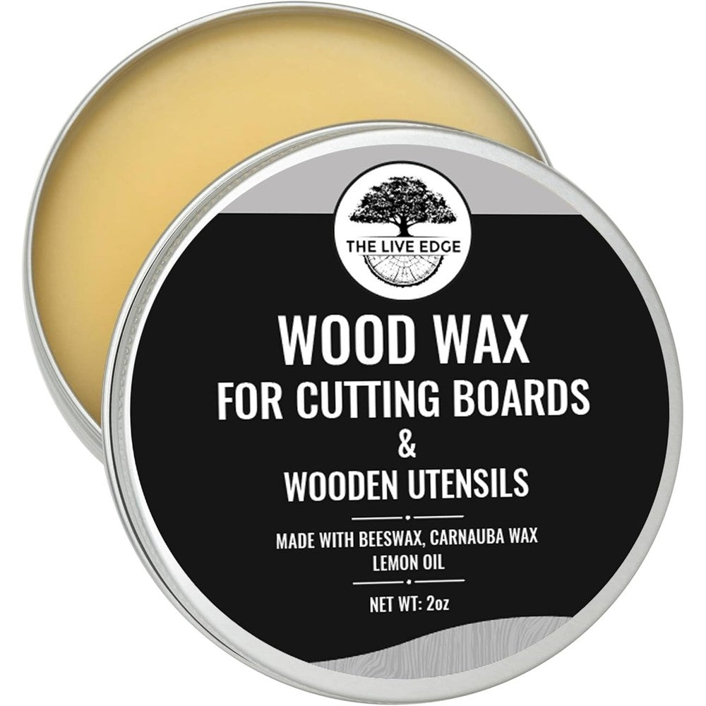 The Live Edge 2 Ounce food grade wood wax tin front view