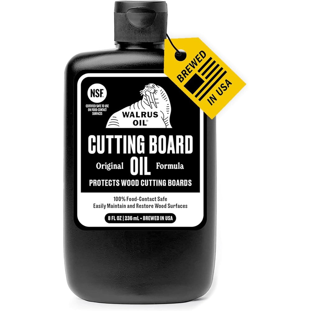 Walrus Oil Cutting Board and Butcher Block Oil 8 fluid ounce bottle front view