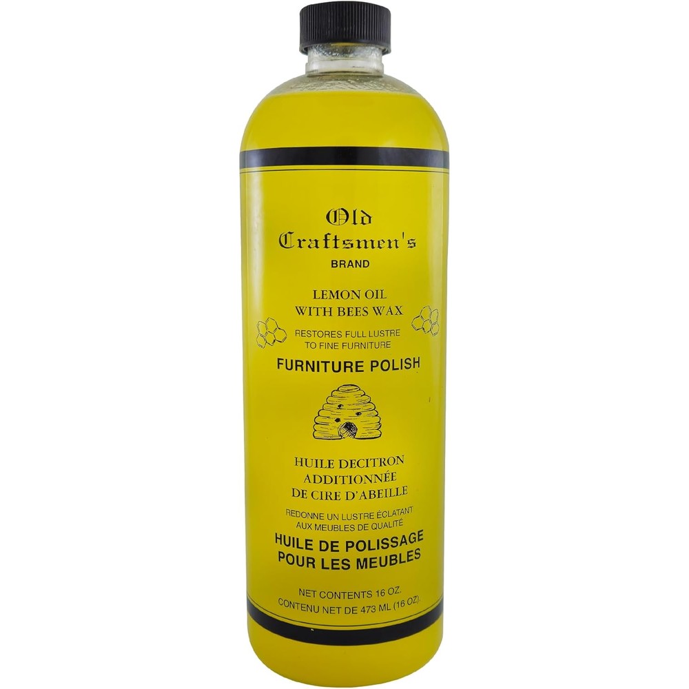 Fox Run Lemon Oil with Beeswax 16 Ounces front view for wood polishing