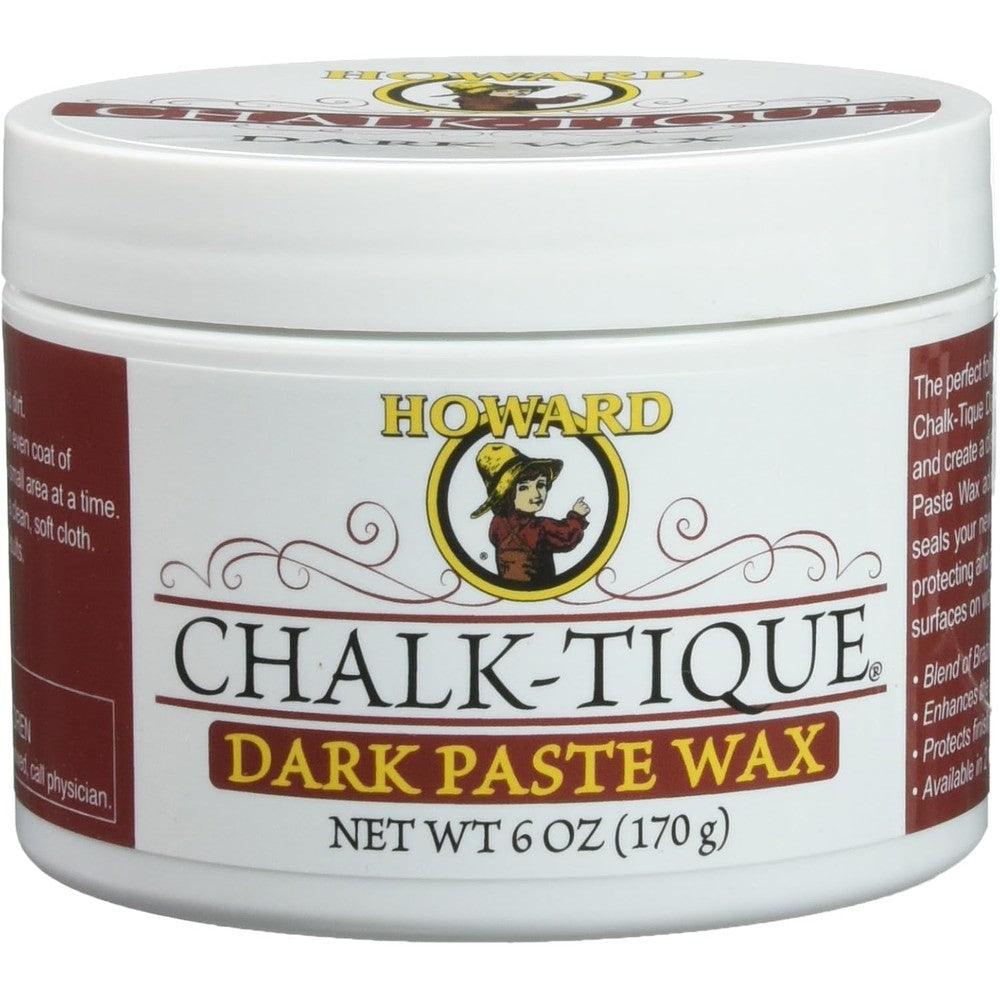 Howard Products Chalk-Tique Dark Paste Wax 6 Ounce front container view for furniture finishing