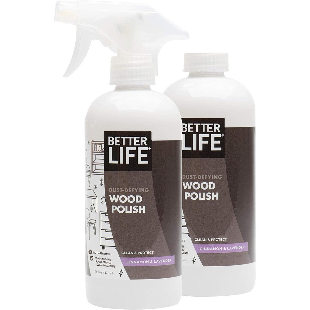 Better Life Wood Furniture Polish front view cinnamon lavender spray