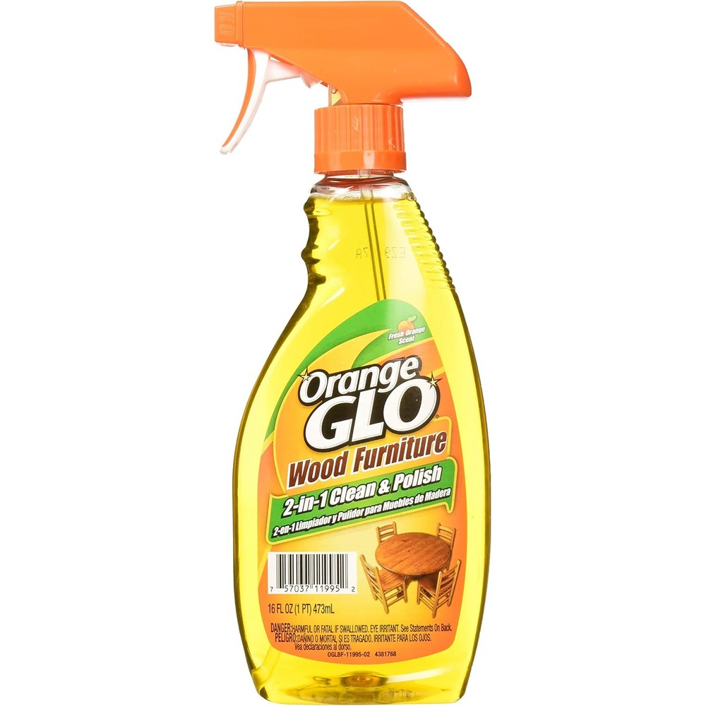 Orange Glo Wood Furniture 2-in-1 Cleaner and Polish front view spray bottle