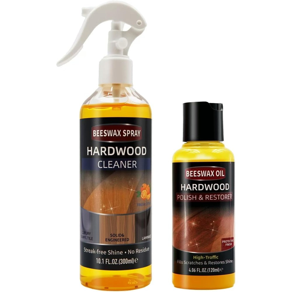 Yystebs furniture polish kit front view with wood cleaner and nourishing oil