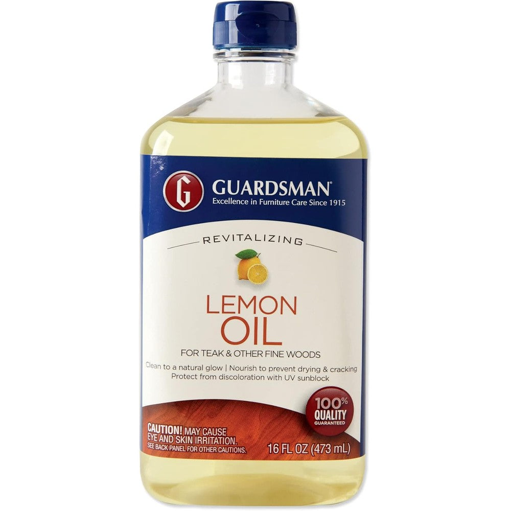 Guardsman Revitalizing Lemon Oil 16 Ounce bottle front view for wood furniture care