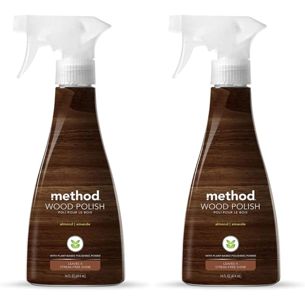 Method Wood Polish Almond scent two pack front view