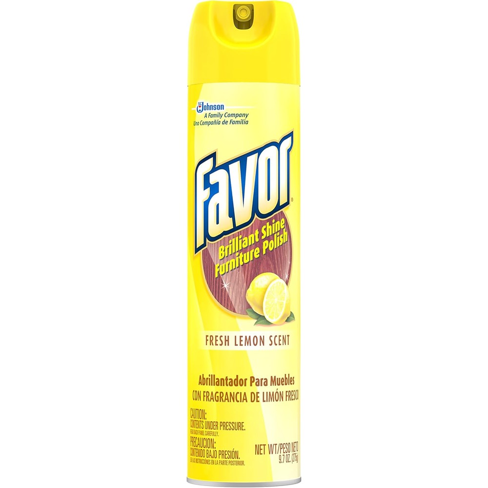 Pledge Favor Brilliant Shine Furniture Polish front view lemon scent aerosol