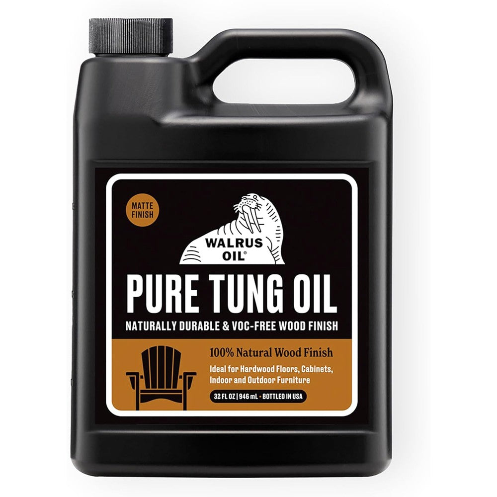 Walrus Oil 100 Percent Pure Tung Oil 32 Fluid Ounce Jug front view