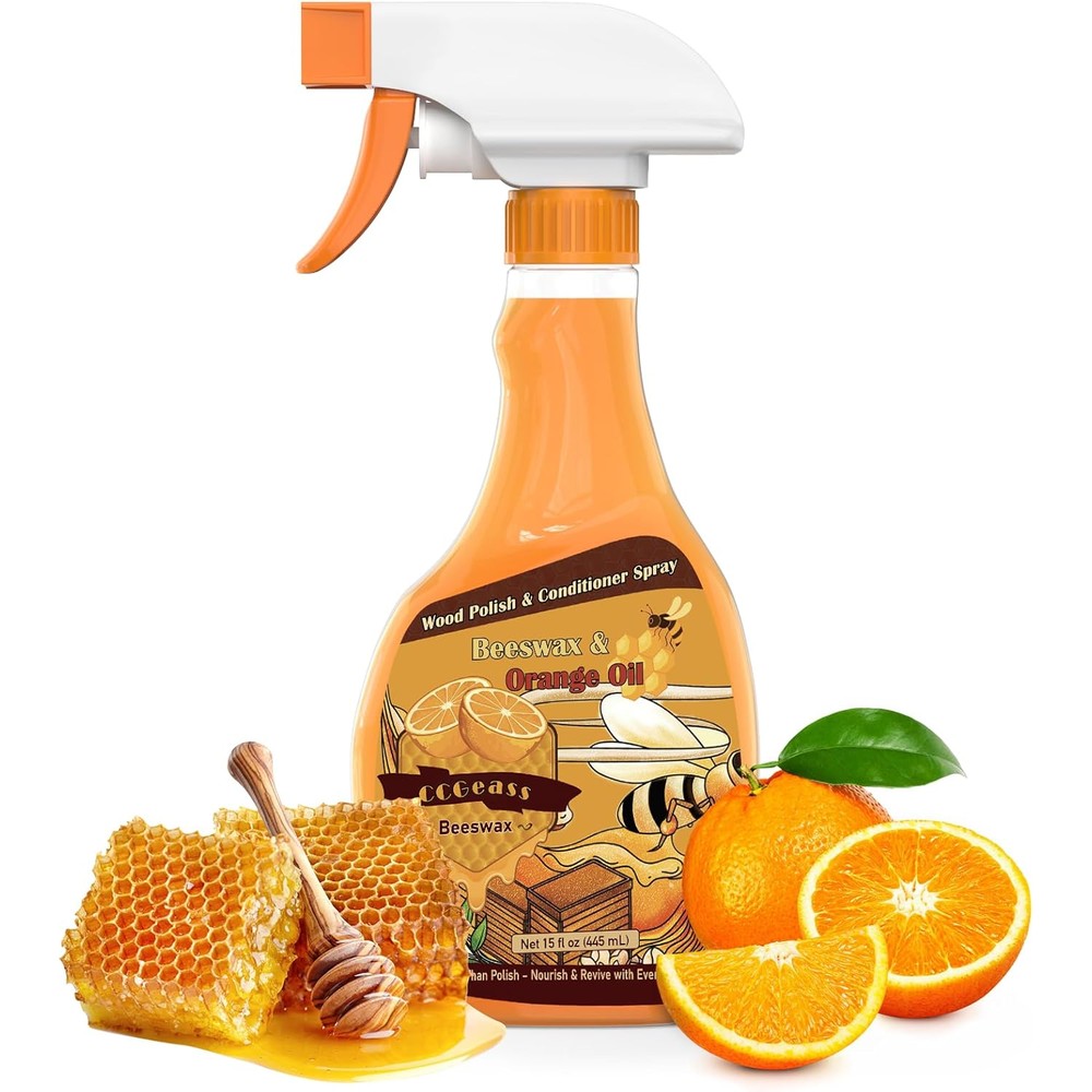 Cristalbox beeswax wood polish spray front view 15 fluid ounce bottle