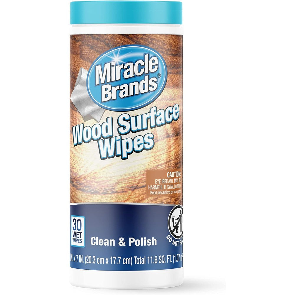 MiracleWipes for Wood Surfaces 30 count canister front view