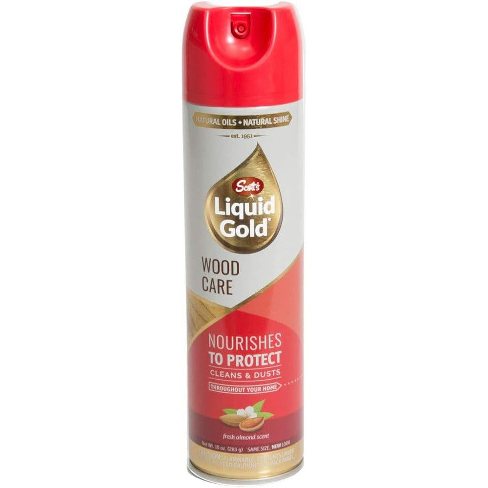 Scott's Liquid Gold Wood Cleaner and Preservative 10 Ounce front view aerosol spray.