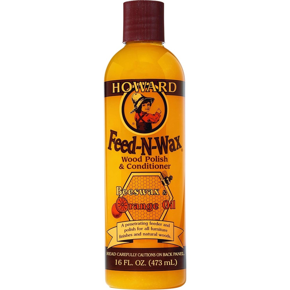 Howard Feed-N-Wax Wood Polish and Conditioner 16 Fluid Ounce bottle front view