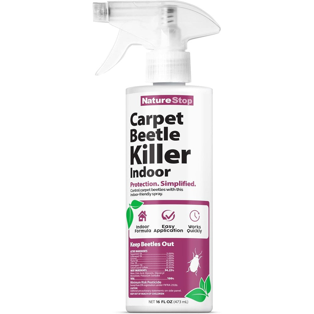 NatureStop Carpet Beetle Killer Spray 16 Ounce front view bottle for indoor pest control