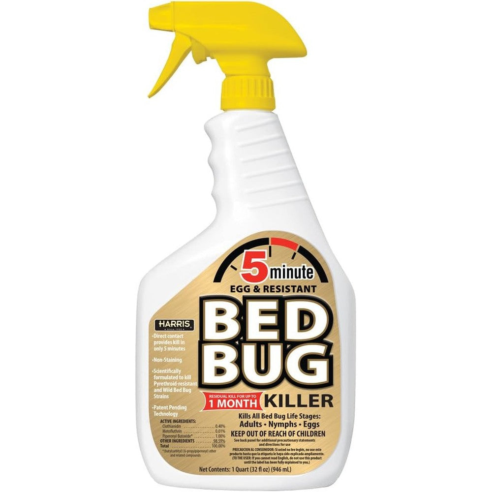 Harris 5 Minute Bed Bug Killer Spray 32 Ounce front view fast acting pest control