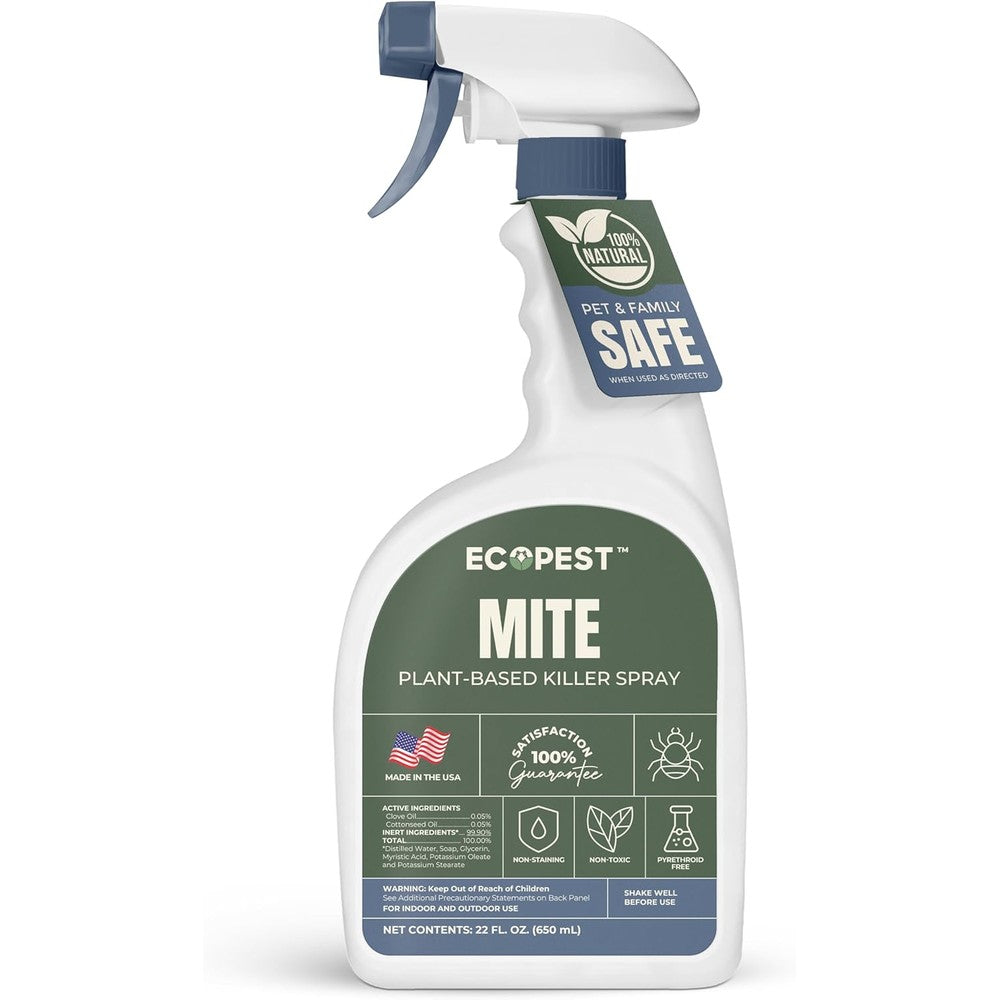 EcoPest natural mite killer spray front view of 22 ounce bottle