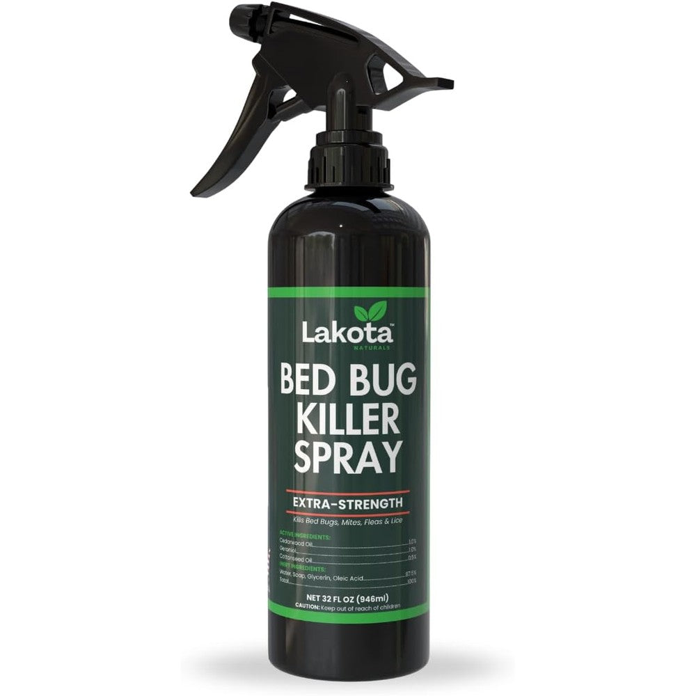 Lakota Naturals Extra Strength Bed Bug Killer Spray 32 Fluid Ounce front view bottle for natural pest control