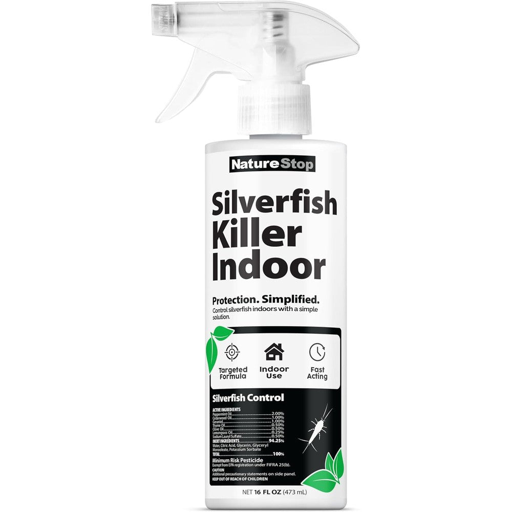 NatureStop Silverfish Killer Spray front view of the 16 ounce bottle for indoor pest control