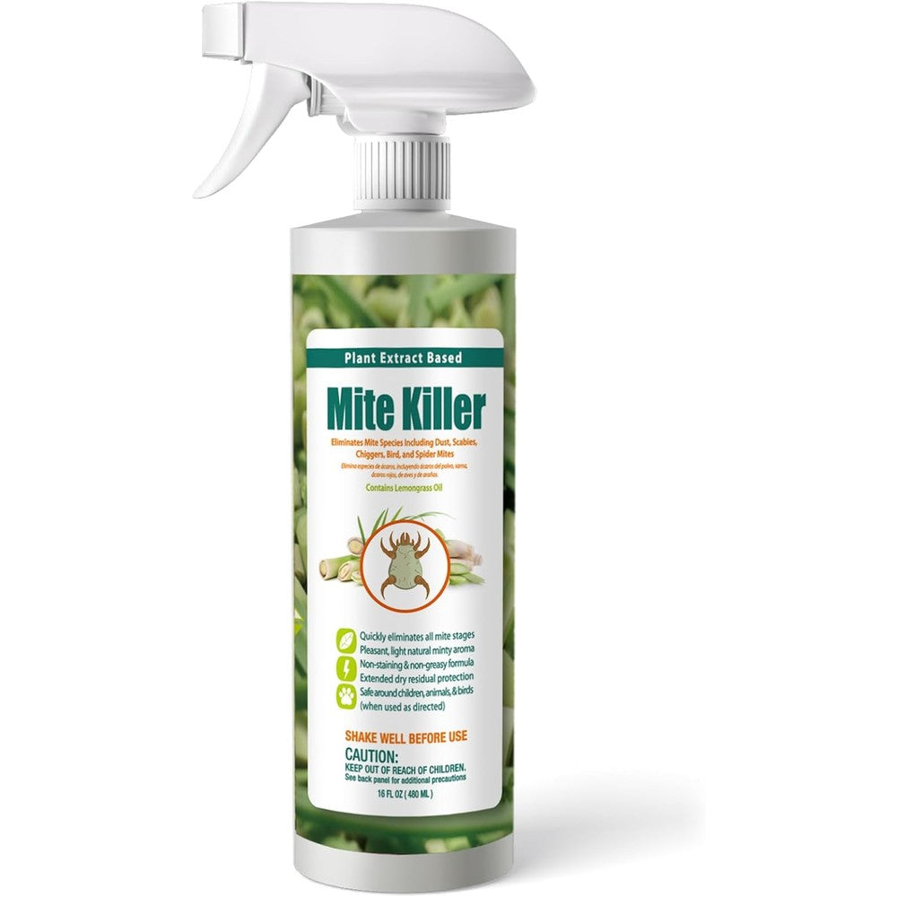 EcoVenger Mite Killer sixteen ounce spray bottle front view for non toxic dust mite control