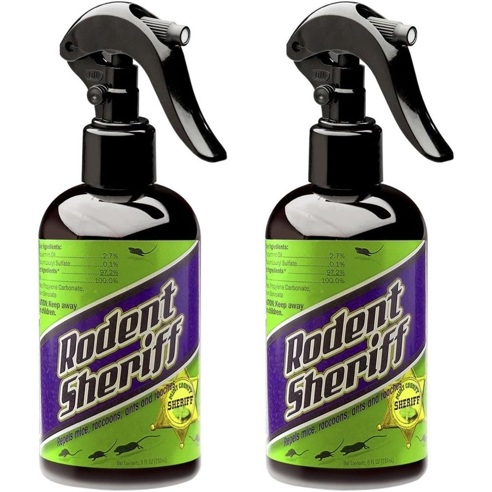 Rodent Sheriff peppermint oil pest repellent spray bottles front view