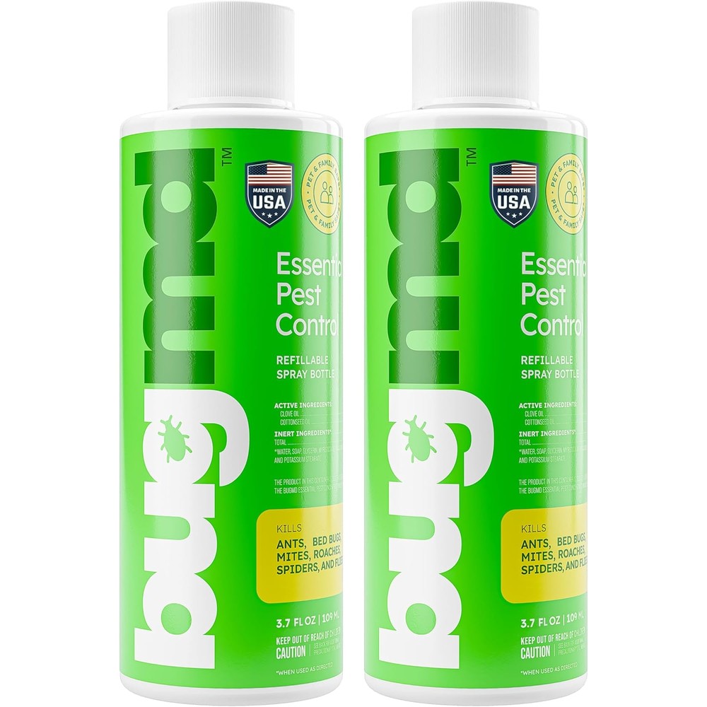 BugMD Pest Control Essential Oil Concentrate front view showing plant powered formula benefits