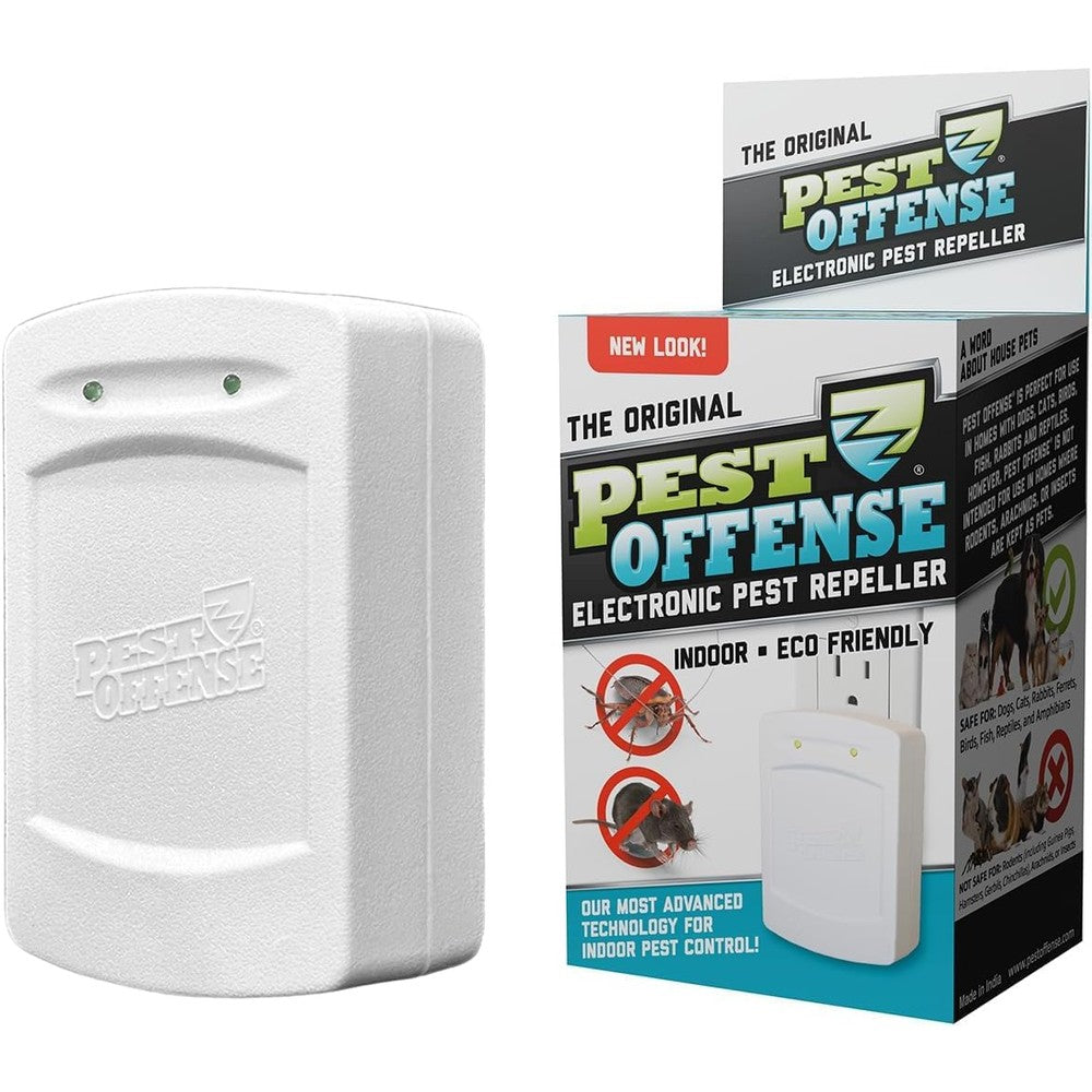 PEST OFFENSE 2025 Upgraded Electronic Pest Repeller front view for indoor rodent control.