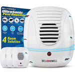 Bell + Howell Upgraded 2025 Ultrasonic Pest Repeller 4 pack front view showing plug design.