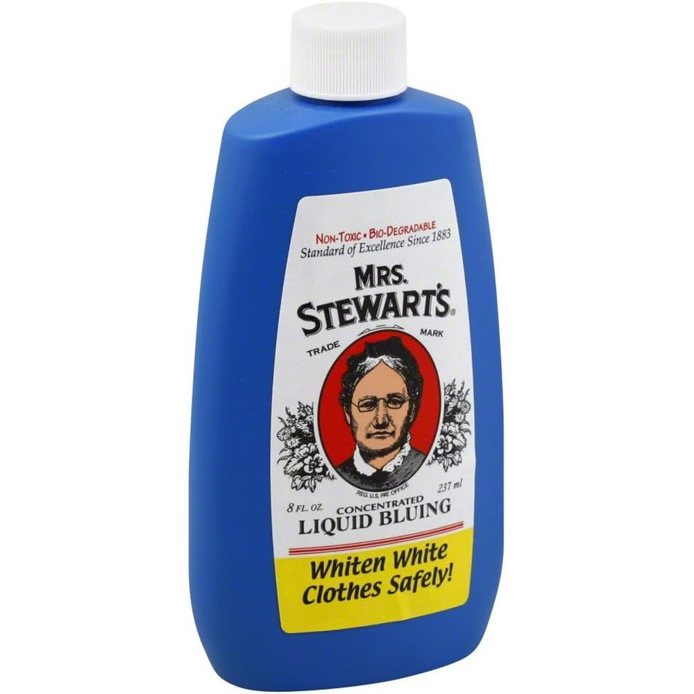 Mrs. Stewart's Concentrated Liquid Bluing 8 Ounce bottles front view laundry whitener